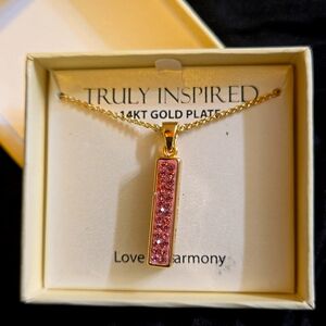 Truly Inspired Love & Harmony Pink Crystal 14K Gold Plated Necklace